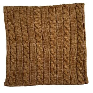 Crate & Barrel Cozy Cable Knit Pillow Cover 23x23 Maple Brown Wool Blend Chunky